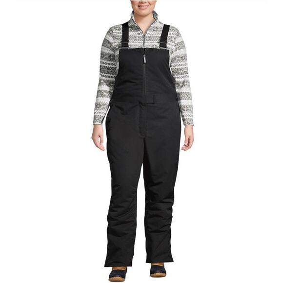 Lands End Womens Expedition Insulated Ski Snow Pants Bib black sz 2X NWT - Picture 1 of 16